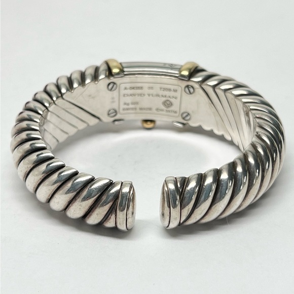 David Yurman Diamond Waverly MOP Cuff Bracelet Watch .925/18K Gold - Picture 5 of 11